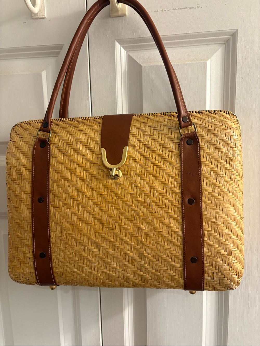 Vintage Rattan Briefcase purse